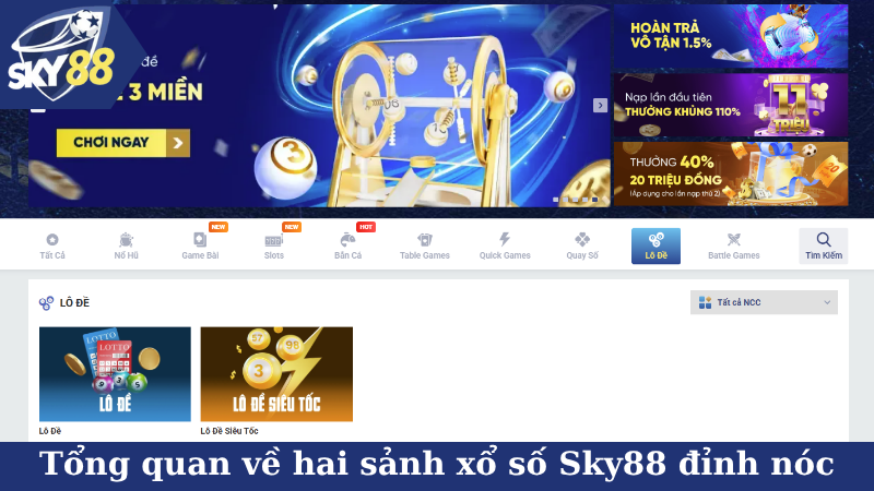 Tổng quan về hai sảnh xổ số Sky88 đỉnh nóc
